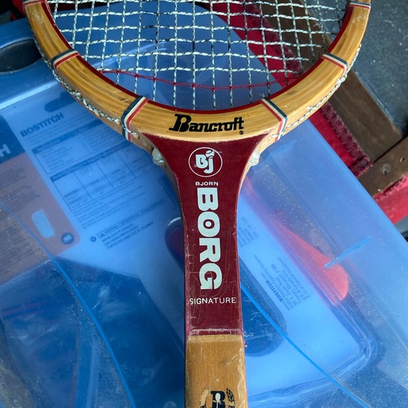 Tennis Racket Bancroft Bjorn Borg Wooden and Leather - Picture 11 of 11